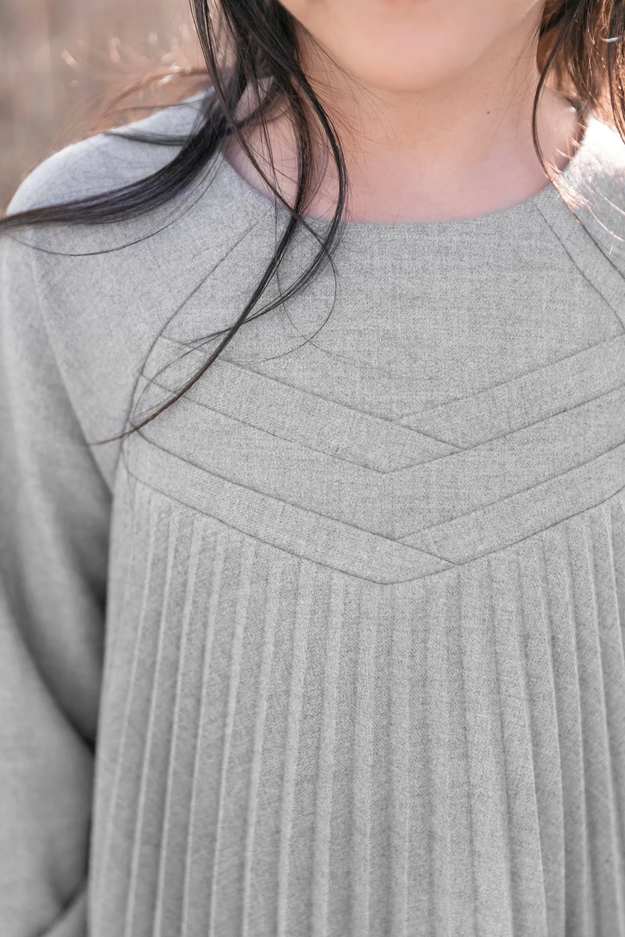 Heather Grey Pleated Dress