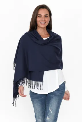 Heta Navy Cotton Pashmina Scarf