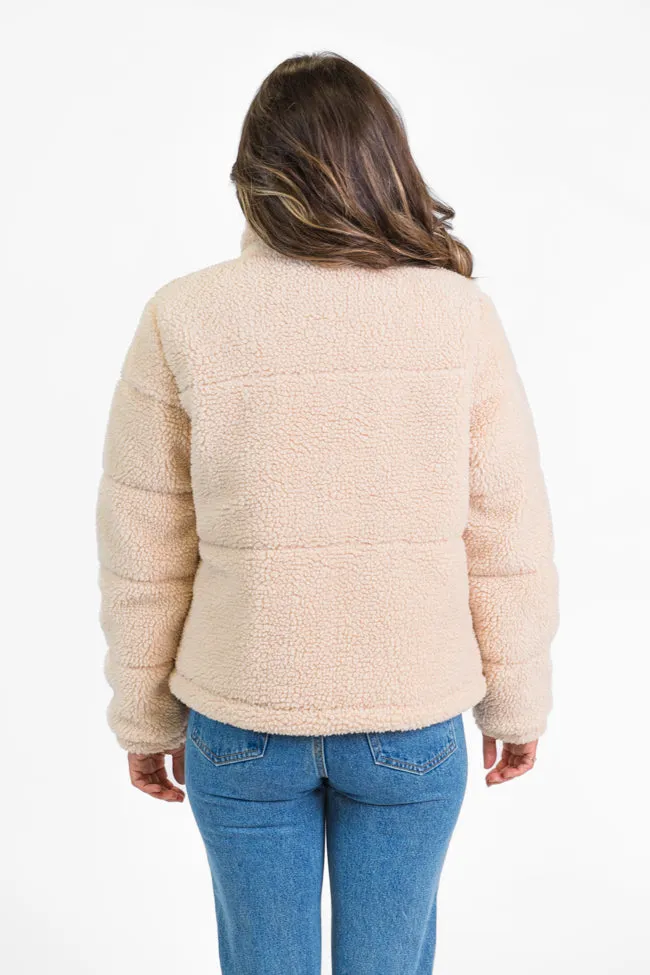 High Road Beige Sherpa Puffer Jacket SALE