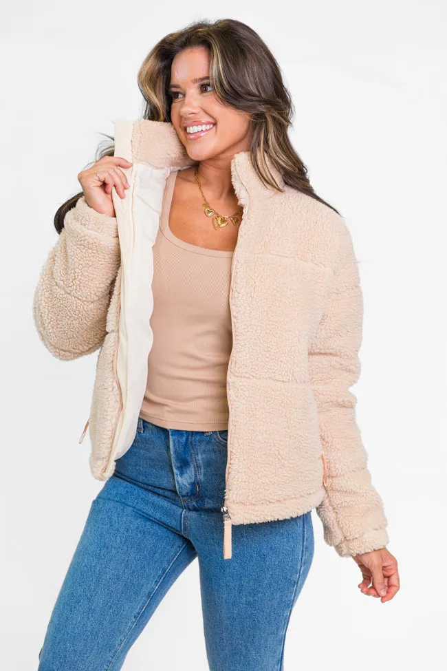 High Road Beige Sherpa Puffer Jacket SALE