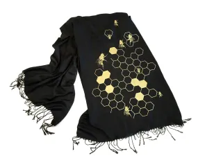 Honey Bee Scarf. Beehive linen-weave Pashmina