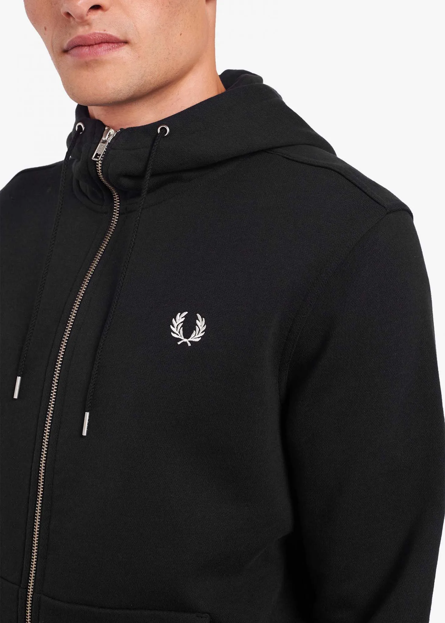 Hooded aw zip through sweatshirt - black