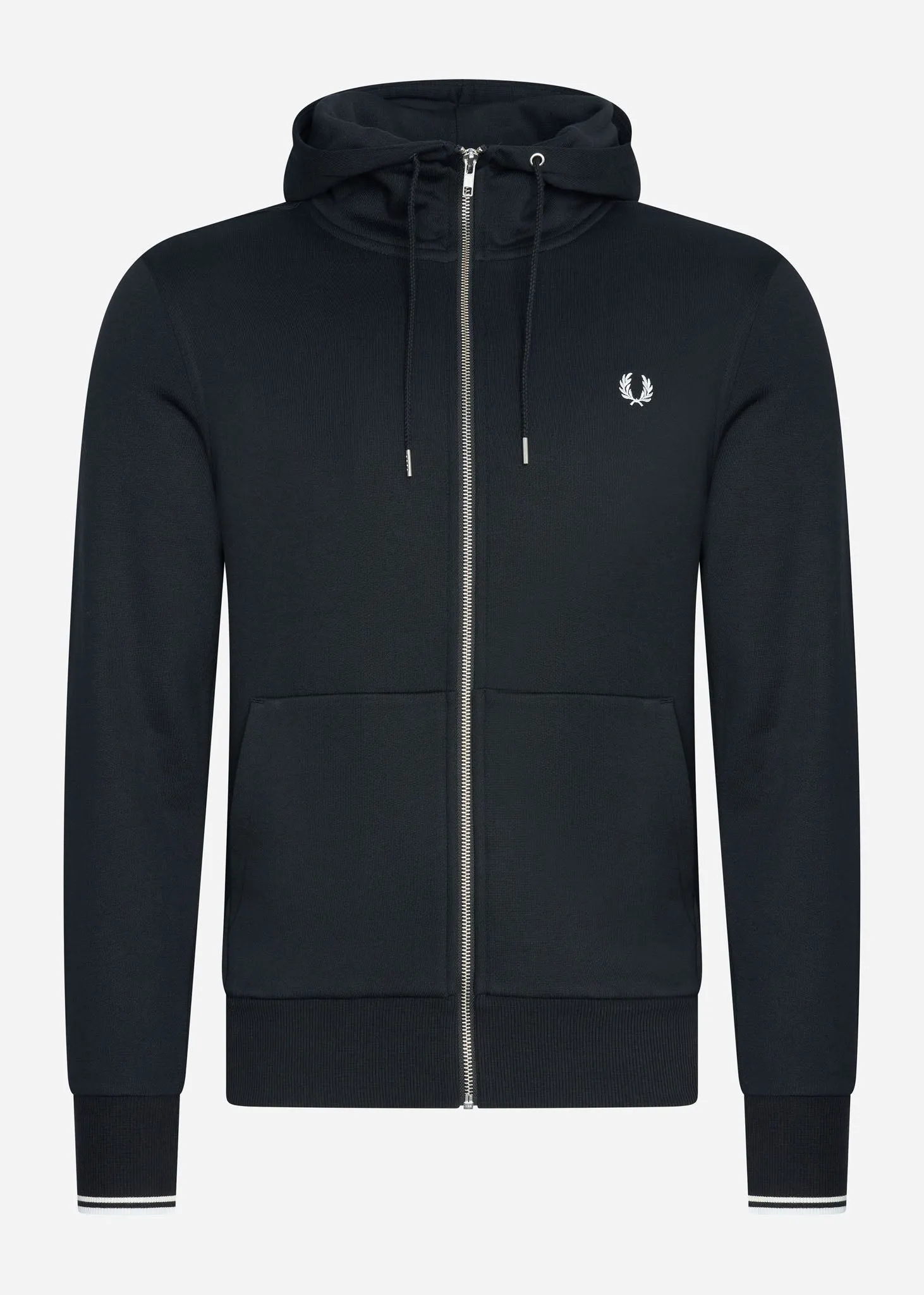 Hooded aw zip through sweatshirt - black