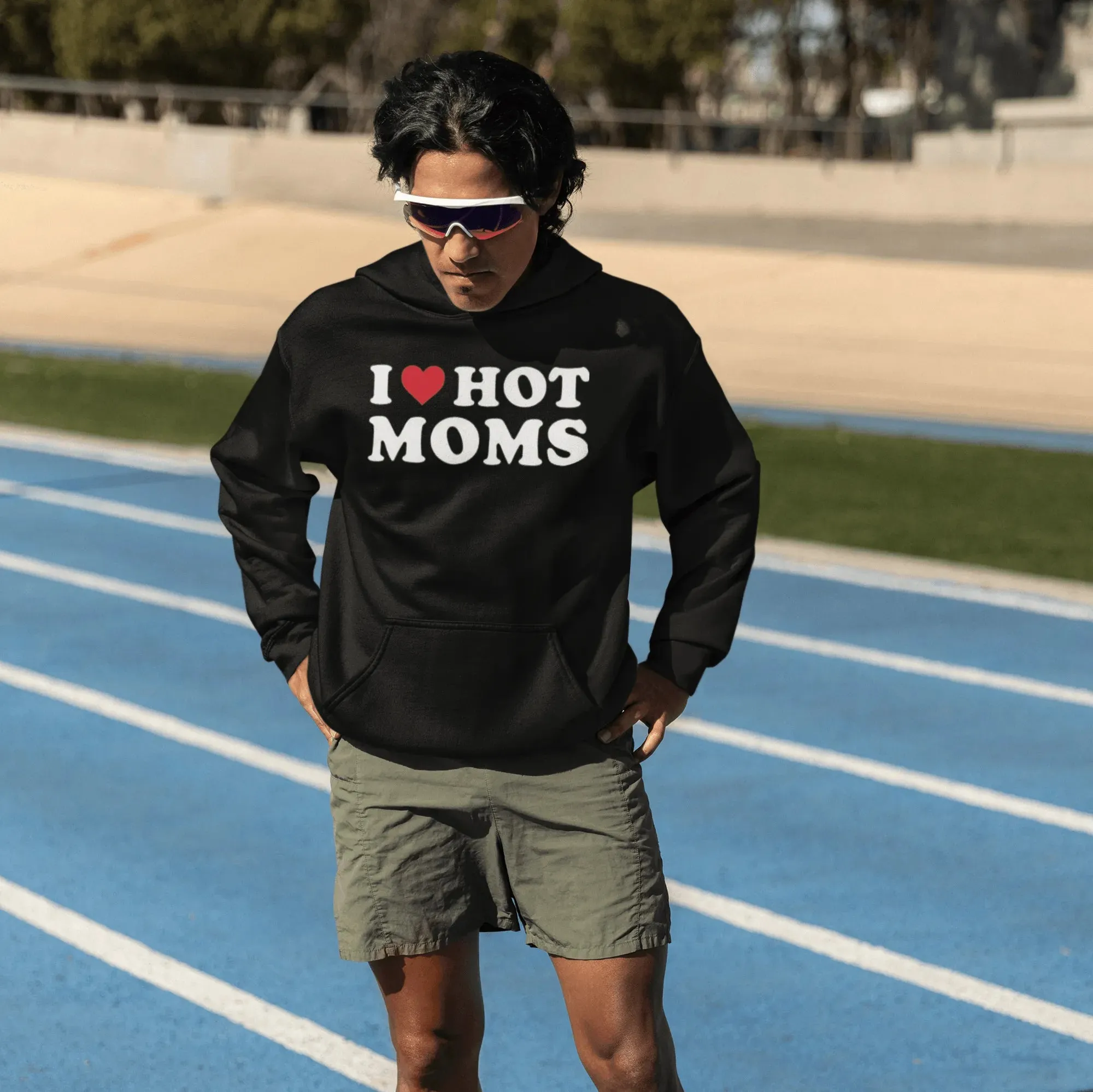 I Love Hot Mom's Hoodie Midweight Premium Blended Cotton Unisex Pullover