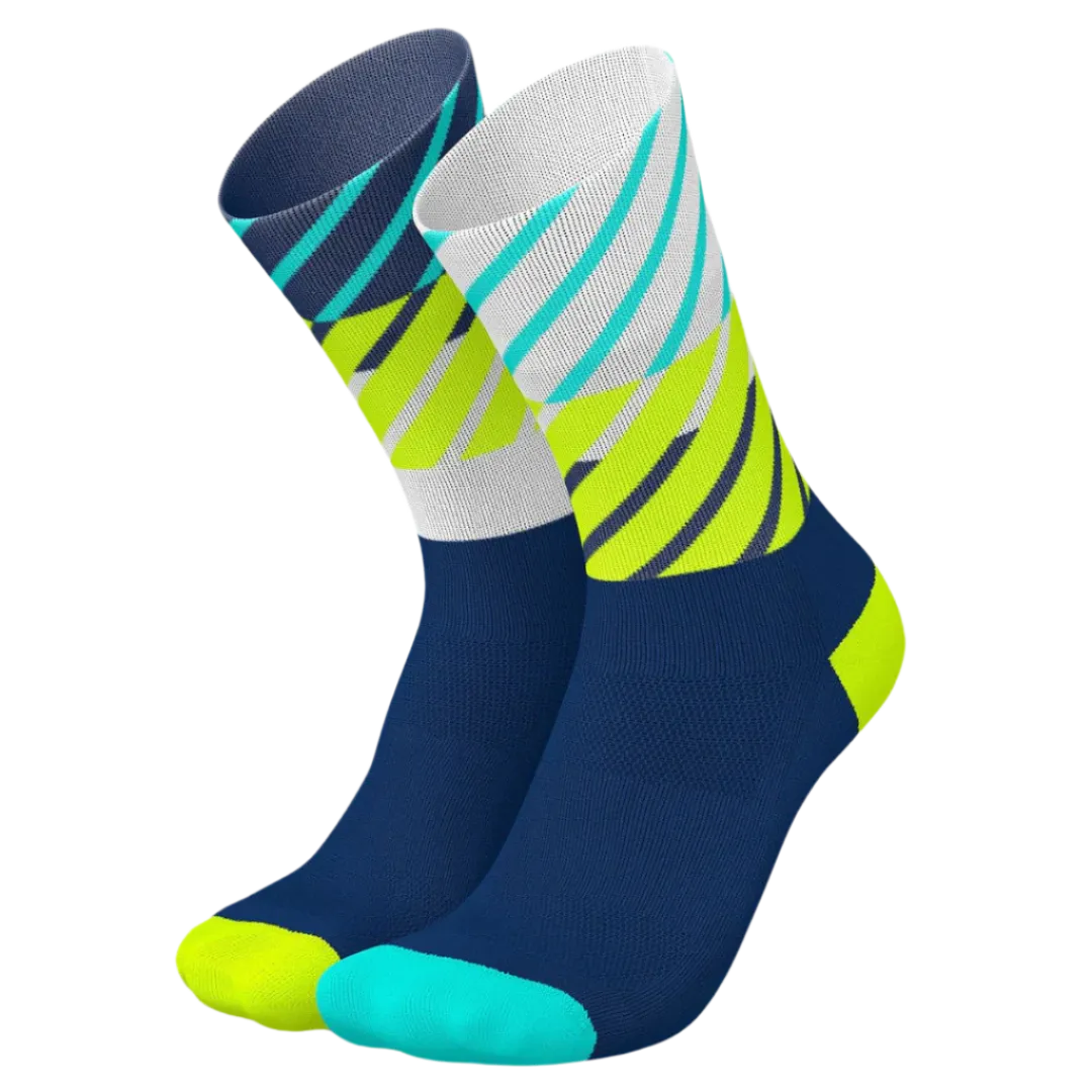 Incylence - Running Diagonals Long Sock - Navy Canary