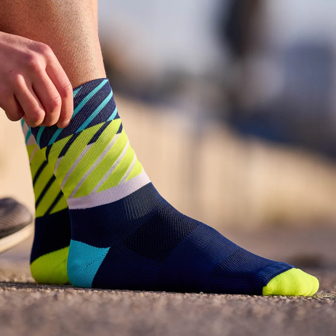 Incylence - Running Diagonals Long Sock - Navy Canary