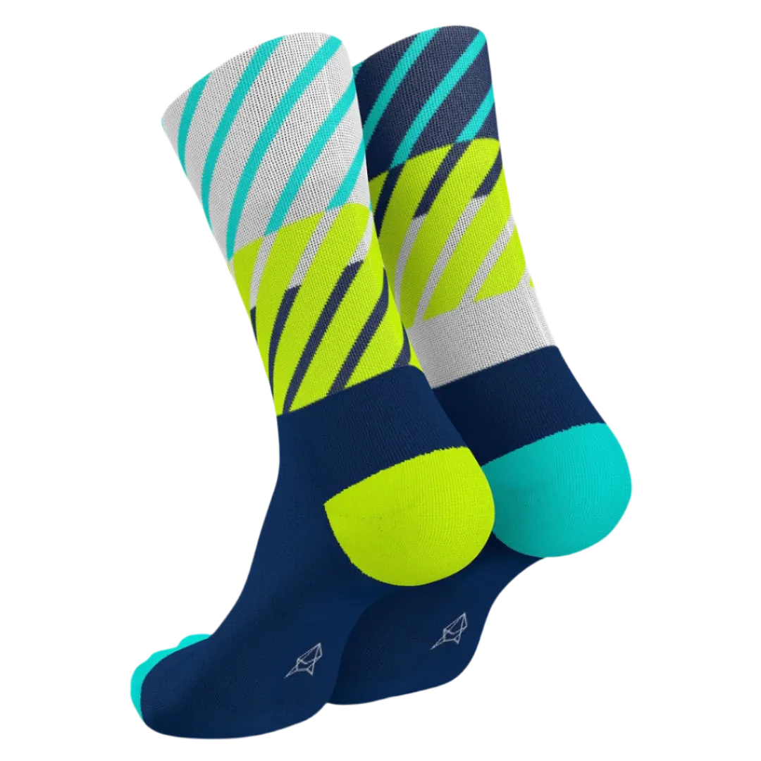 Incylence - Running Diagonals Long Sock - Navy Canary