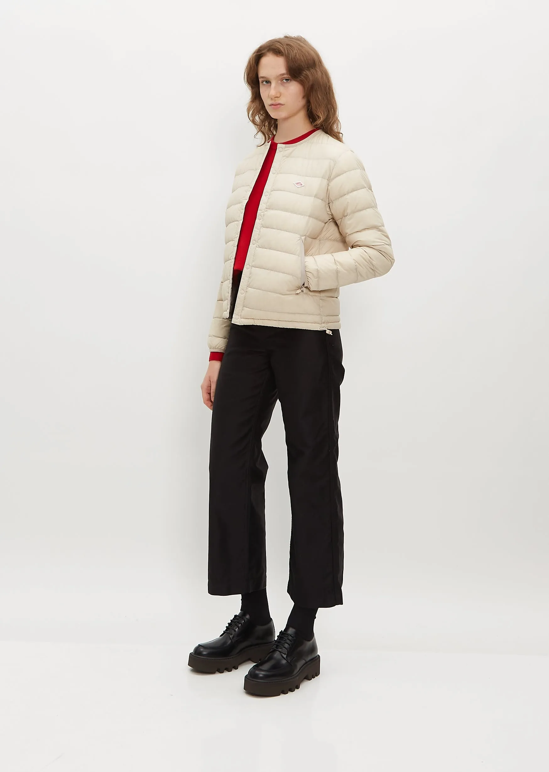 Inner Down Crewneck Jacket — Oyster White