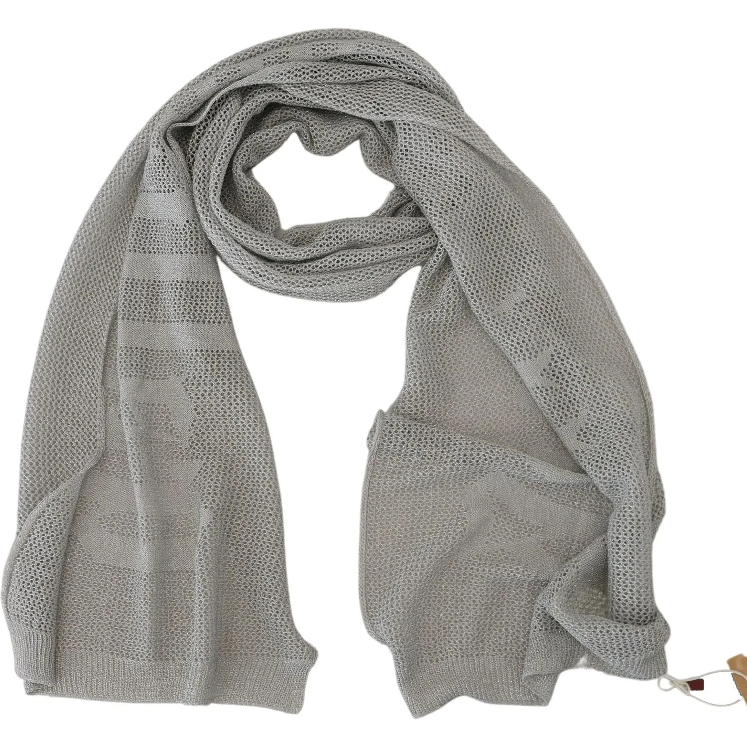 John Galliano Elegant Gray Knitted Designer Scarf