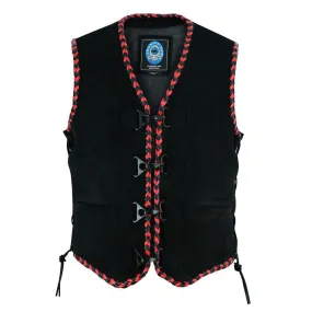 Johnny Reb "Springbrook" Suede Leather Vest Red/Black JRV10035