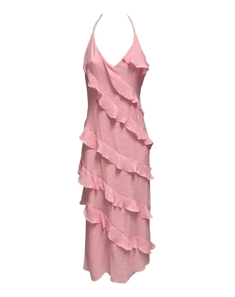 Jolene Ruffle Maxi Dress - Baby Pink