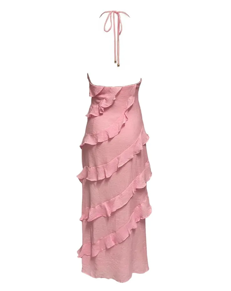 Jolene Ruffle Maxi Dress - Baby Pink