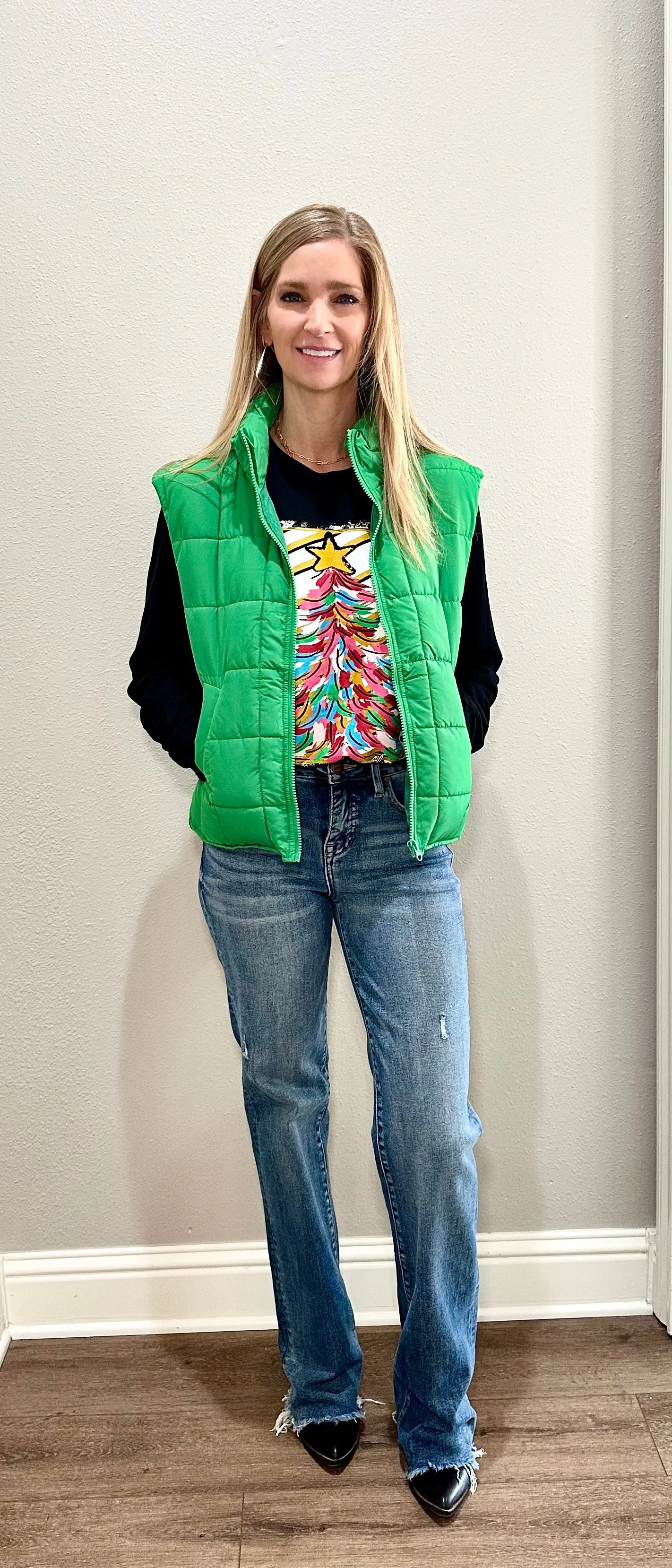 Kelly Green Puffer Vest