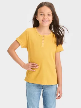 Kid's Girl Textured T-Shirt,Yellow