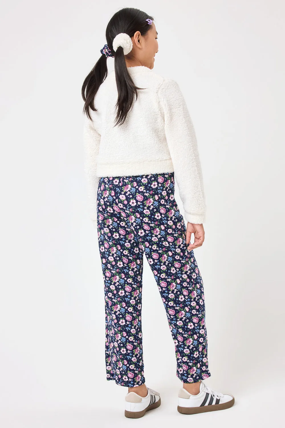 Kids Navy Floral Jumpsuit & White Jacket