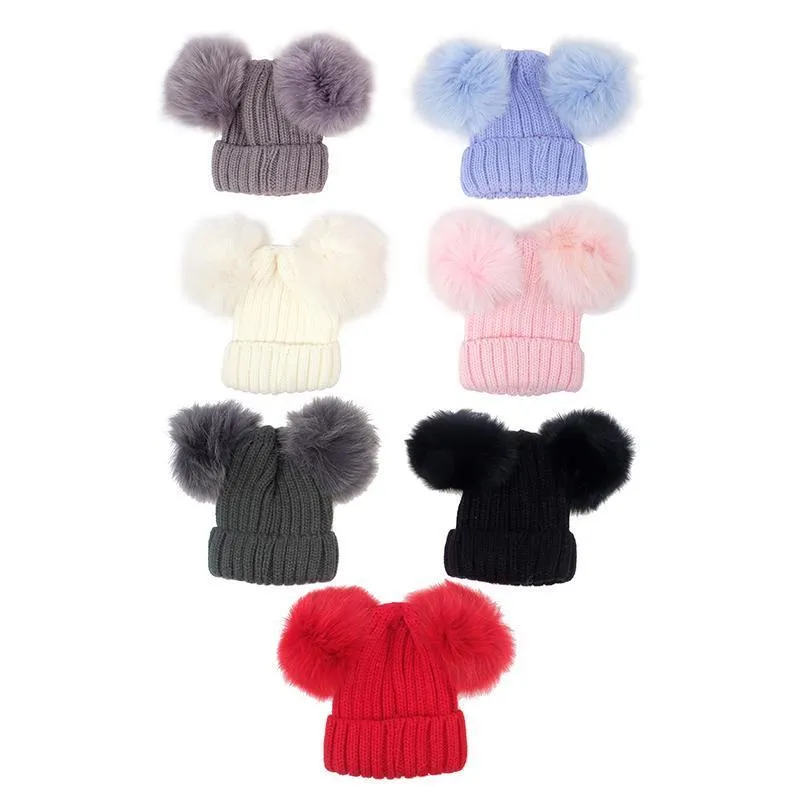 Kids Premium Beanie with Two Pom Poms