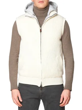 KITON KIRED "Tai" Gray-Beige Wool Knitted Goose Down Reversible Puffer Vest 50 M