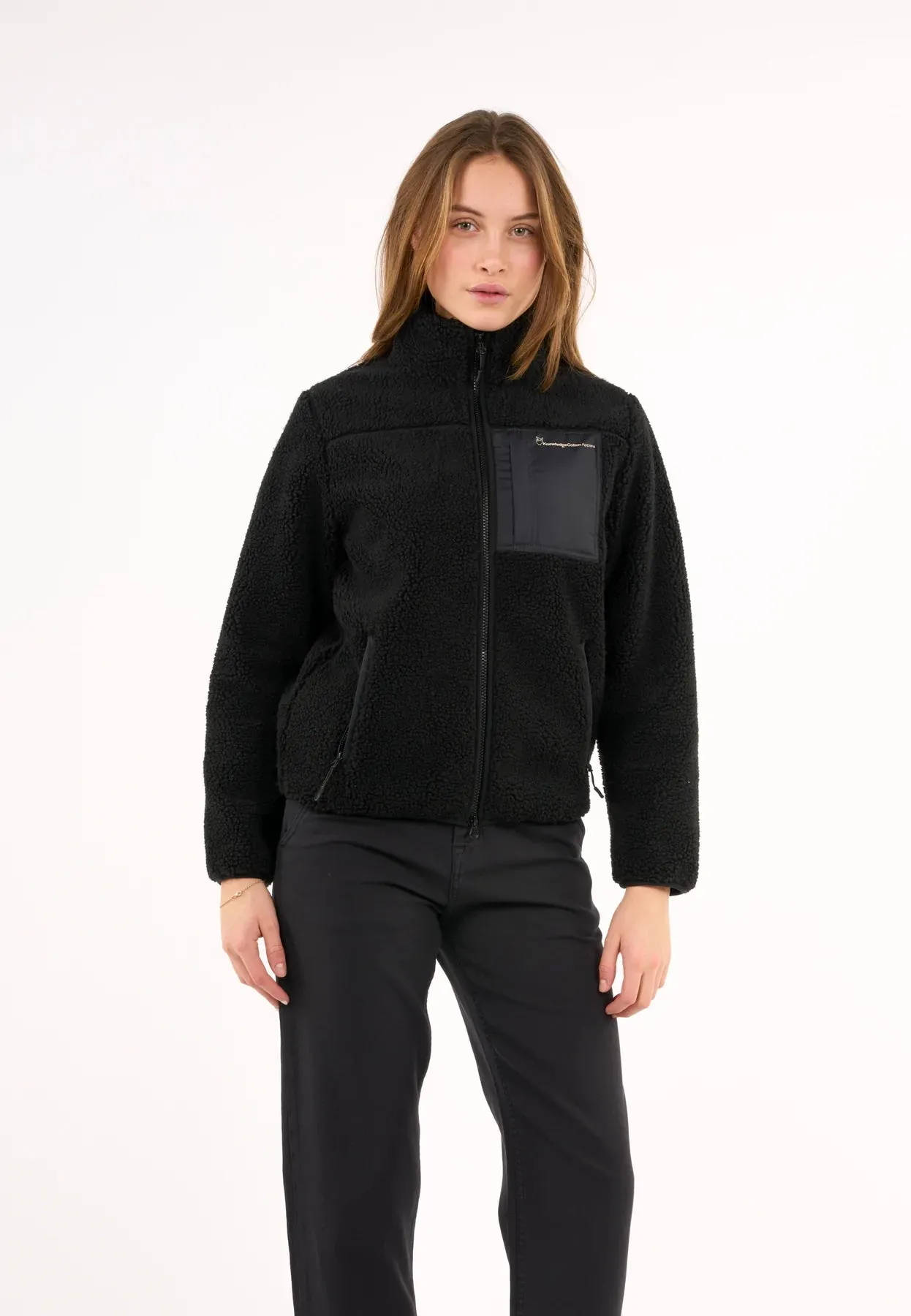 Knowledge Cotton Apparel Women's Fleece Jacket - Teddy High Neck Zip