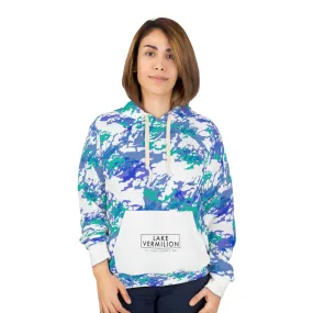 Lake Vermilion - MN - CUSTOM Vermilook® Blue & White Camo - White Pocket - AOP Unisex Pullover Hoodie