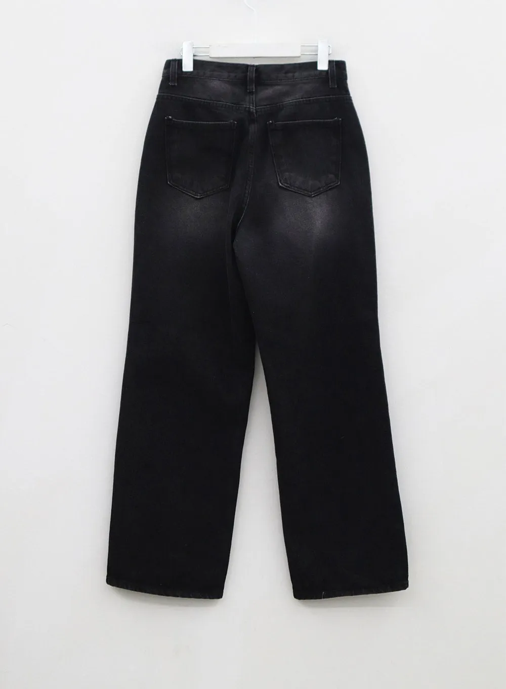 Light Washing Wide Leg Black Jeans CN23