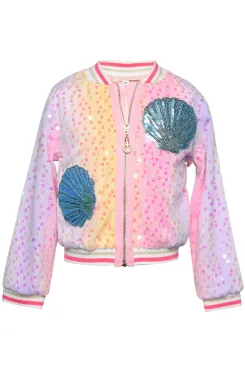 Little Girl’s Ombré Rainbow Sequin Shell Bomber