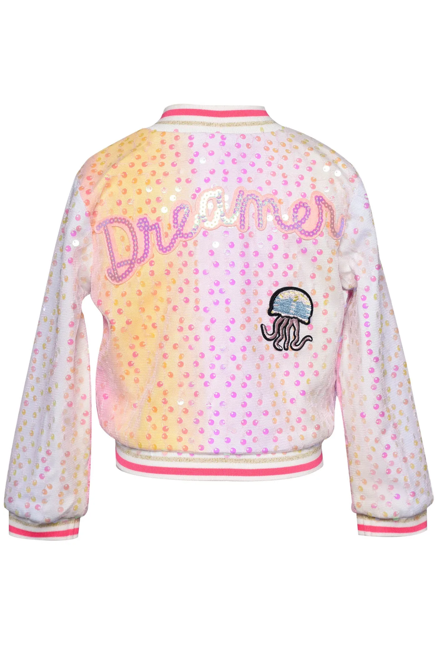 Little Girl’s Ombré Rainbow Sequin Shell Bomber