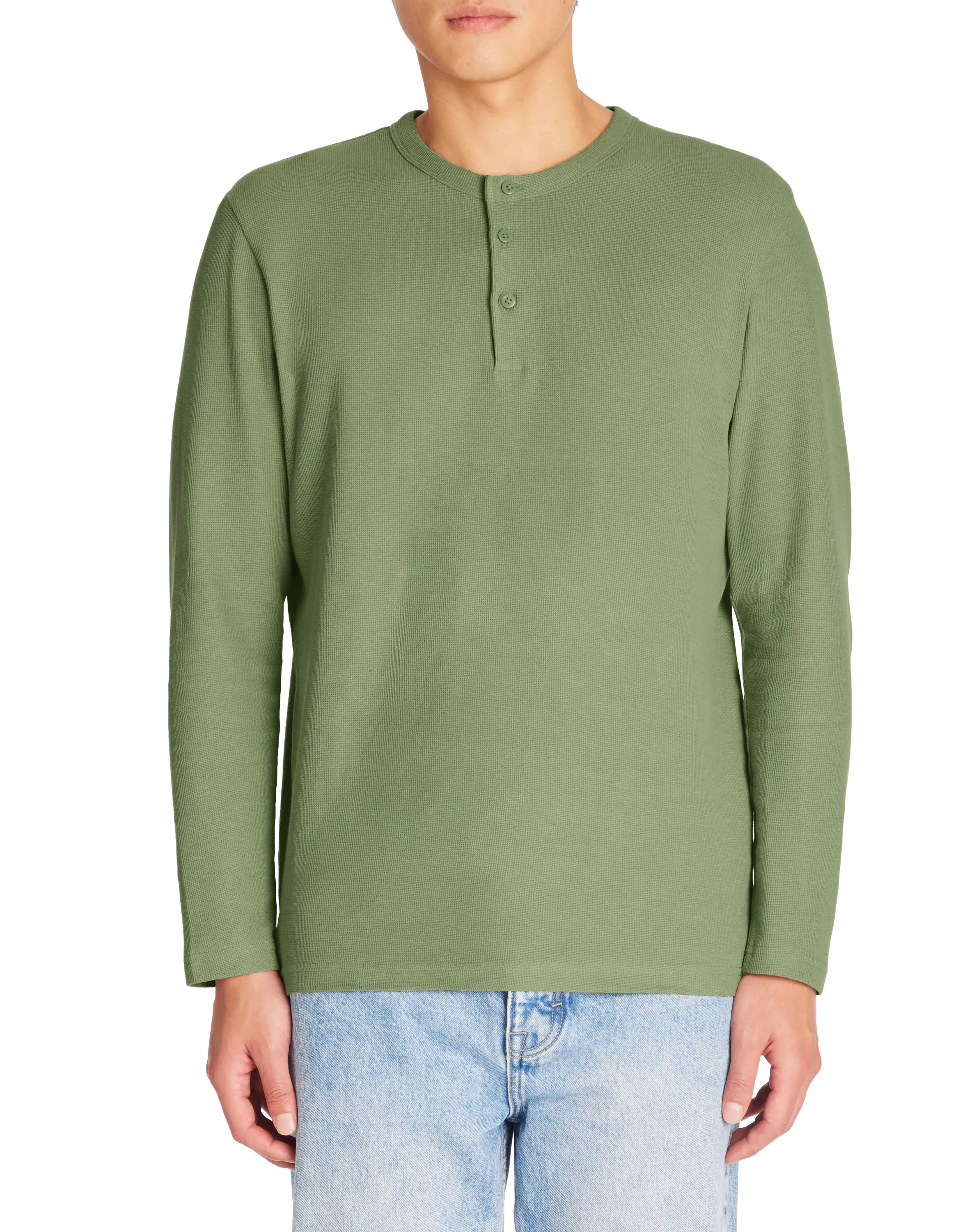 Men - Knitted - T-Shirt - Long sleeves - Henley collar