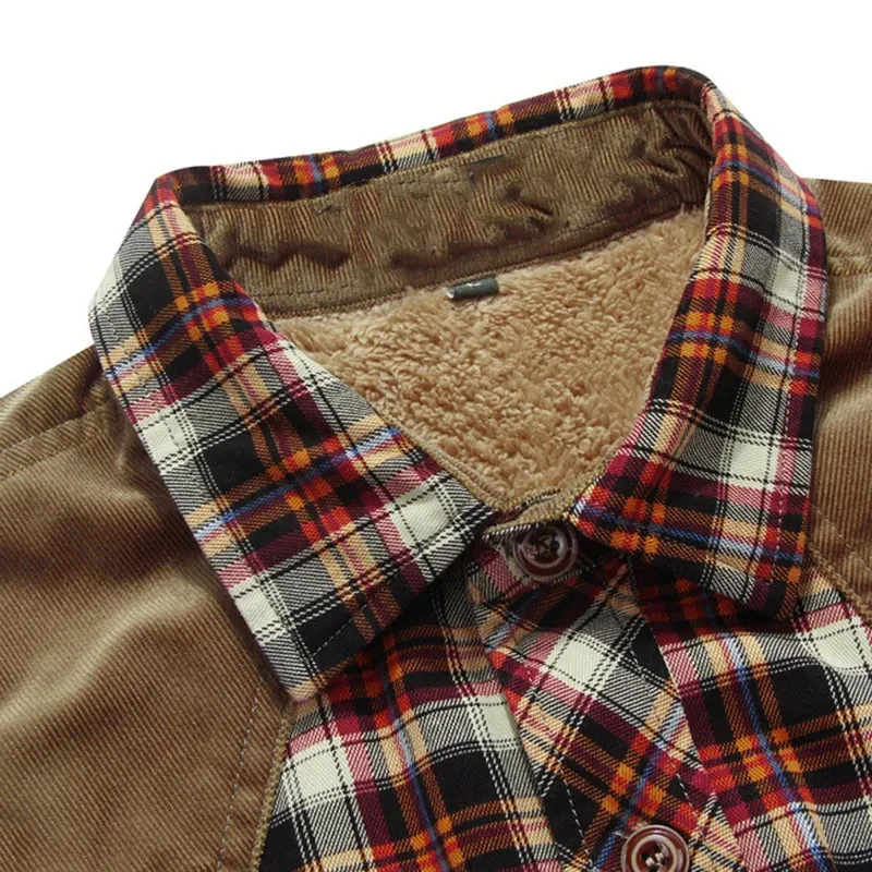 Men's Fleece Lined Flannel Shirt Jacket with Classic Plaid Design