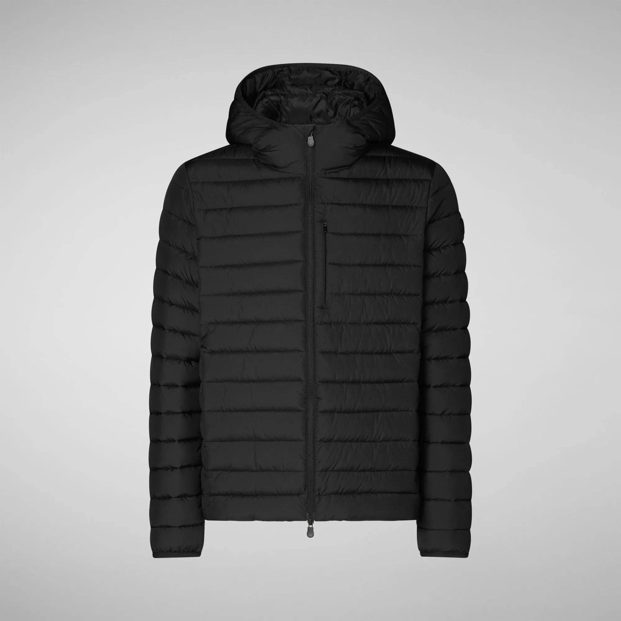 Men's Hooded Animal free Puffer Jacket Juncus in Black