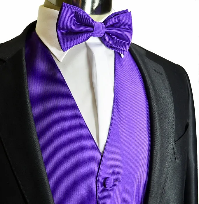 Men's Solid Purple Suit Vest Set by Milani