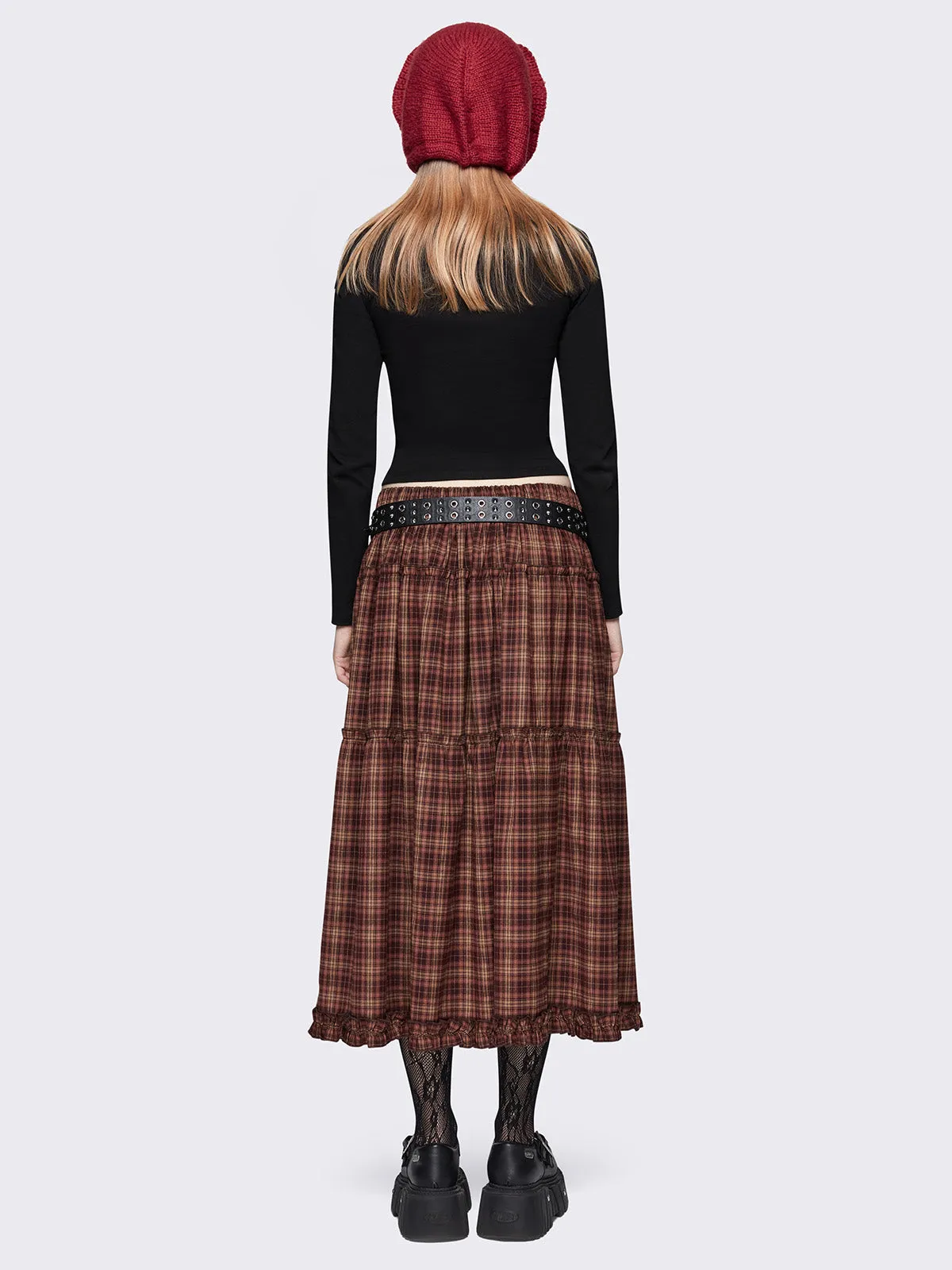 Millie Check Maxi Skirt