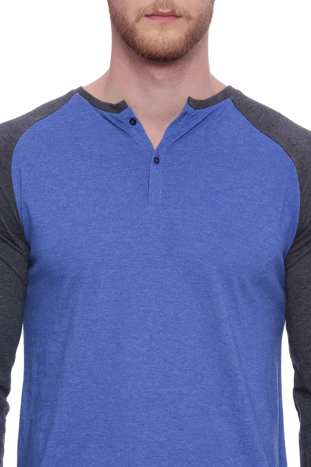 Muscle Fit Melange Henley T Shirt