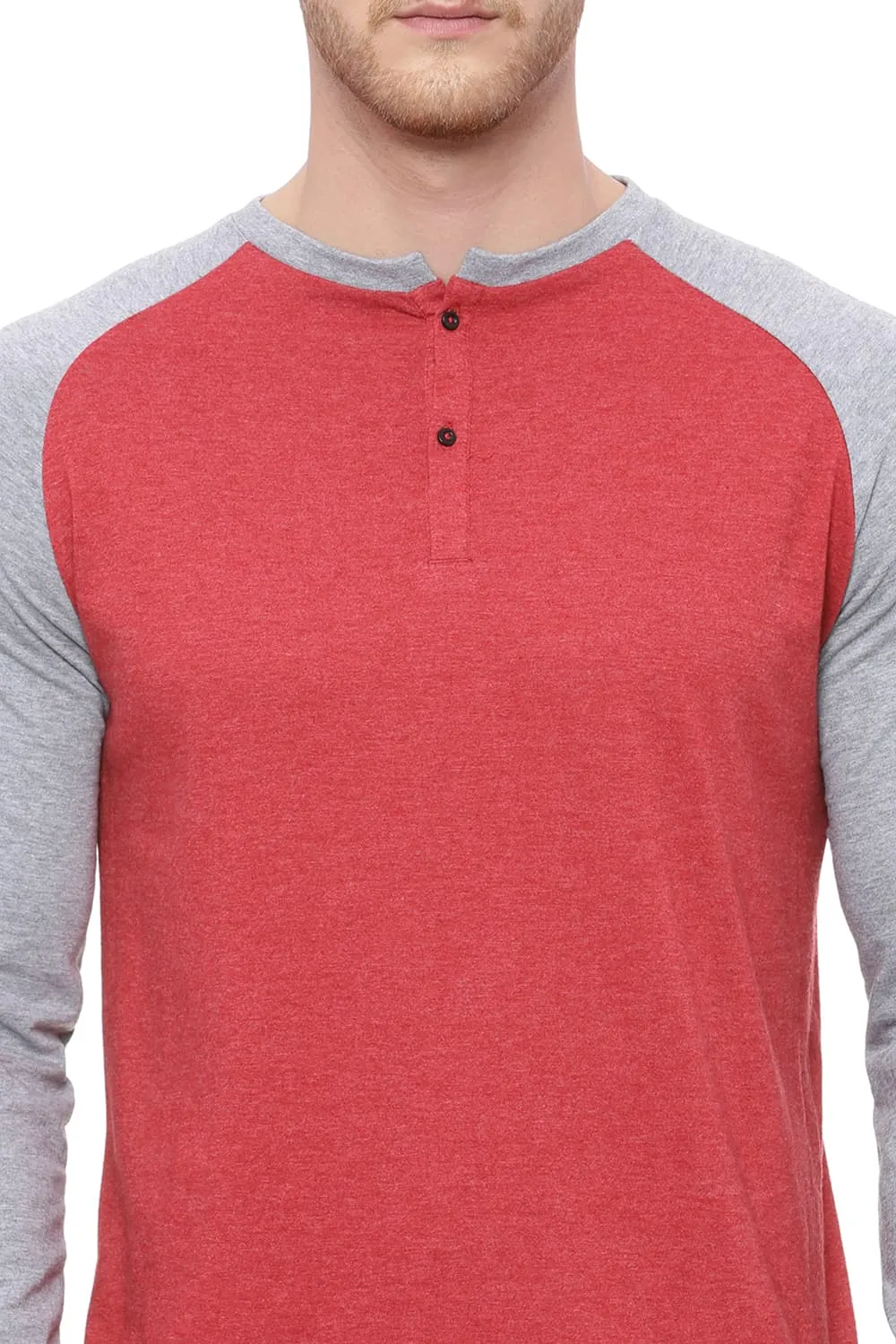 Muscle Fit Melange Henley T Shirt