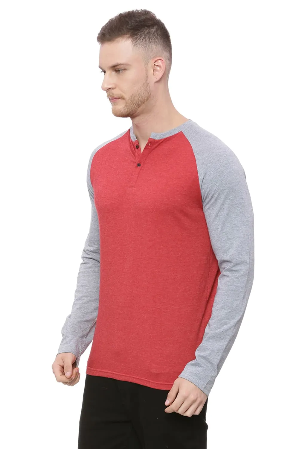 Muscle Fit Melange Henley T Shirt