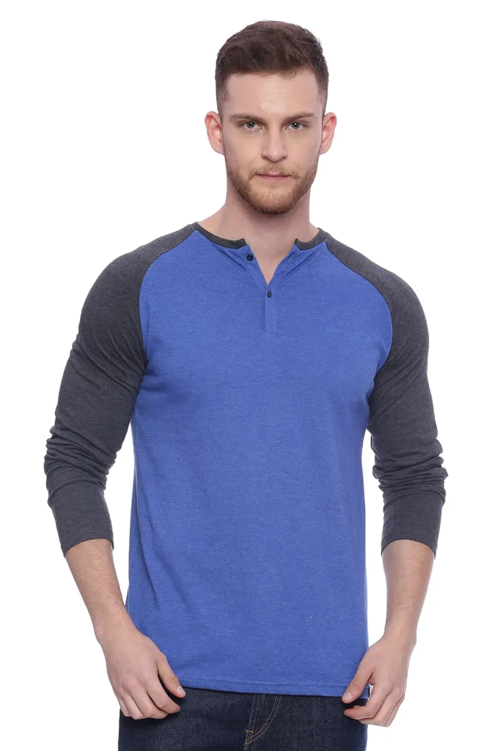 Muscle Fit Melange Henley T Shirt