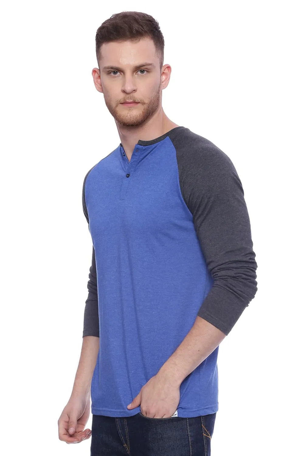 Muscle Fit Melange Henley T Shirt