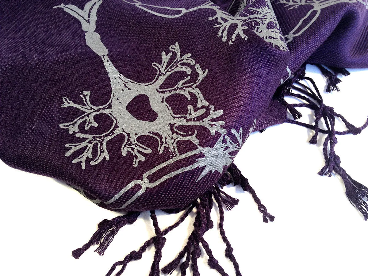 Neuron Scarf. Axon & Dendrite linen-weave pashmina.