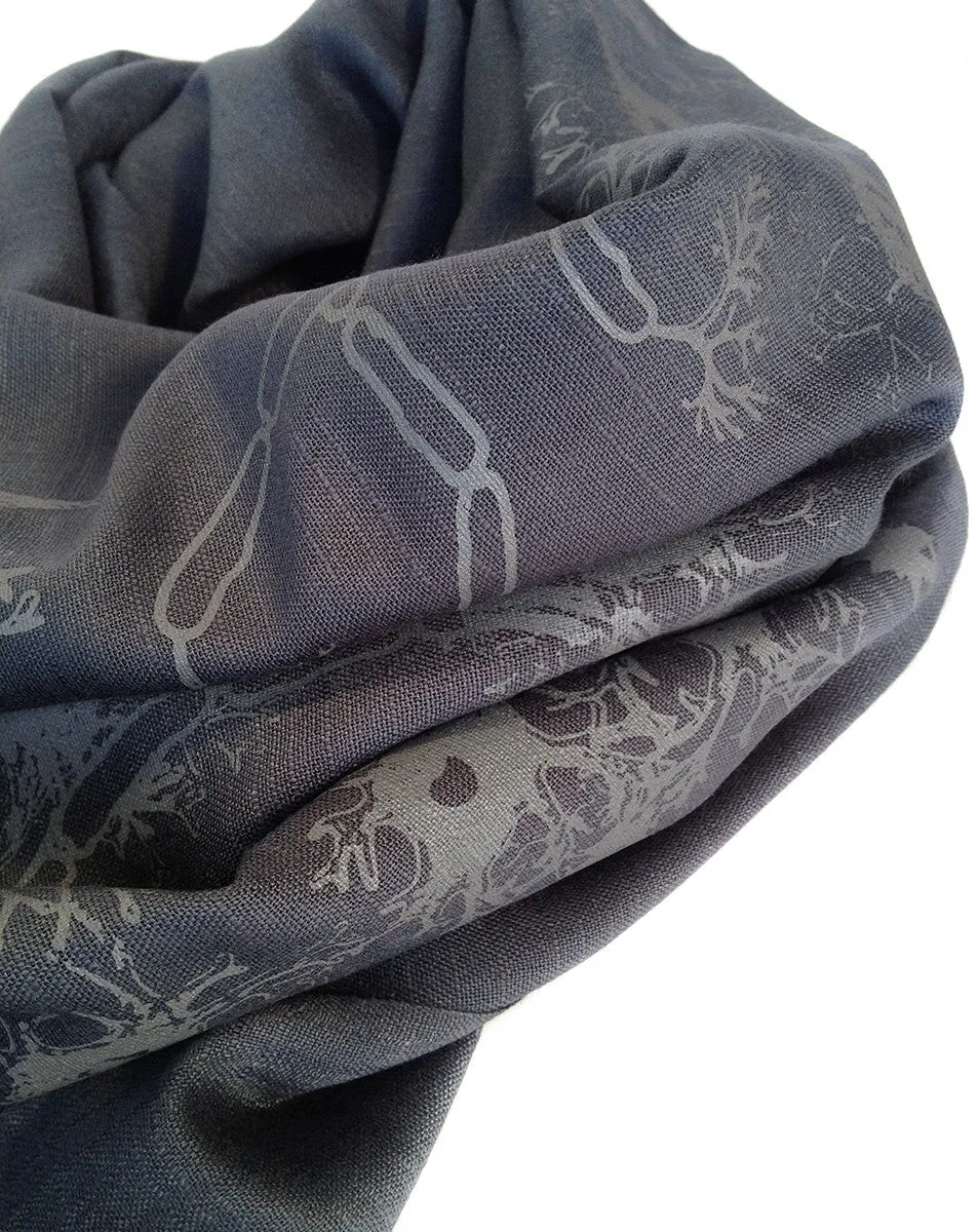 Neuron Scarf. Axon & Dendrite linen-weave pashmina.