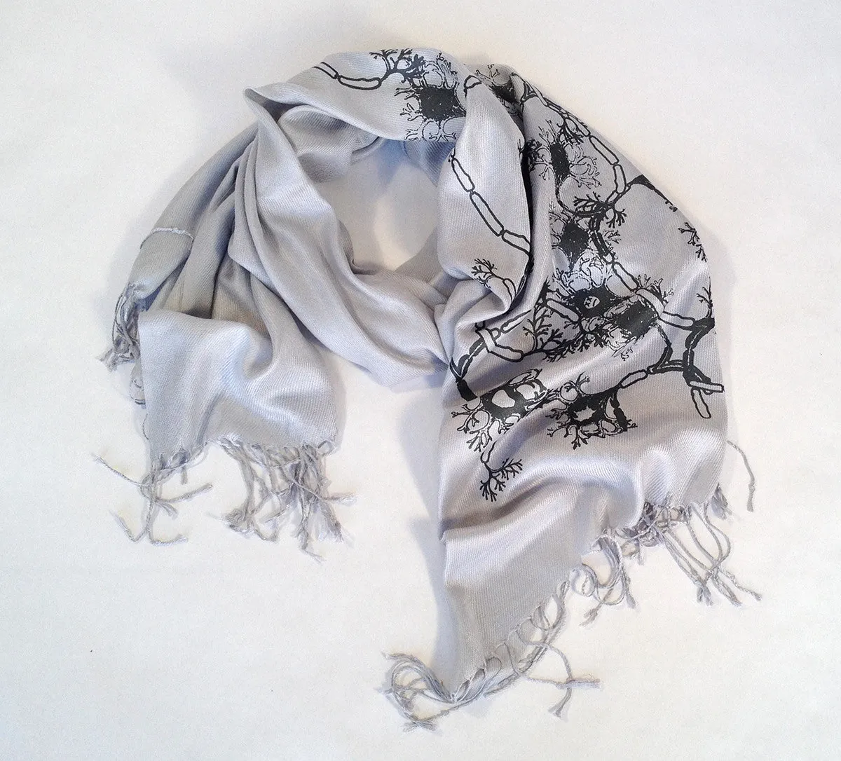 Neuron Scarf. Axon & Dendrite linen-weave pashmina.