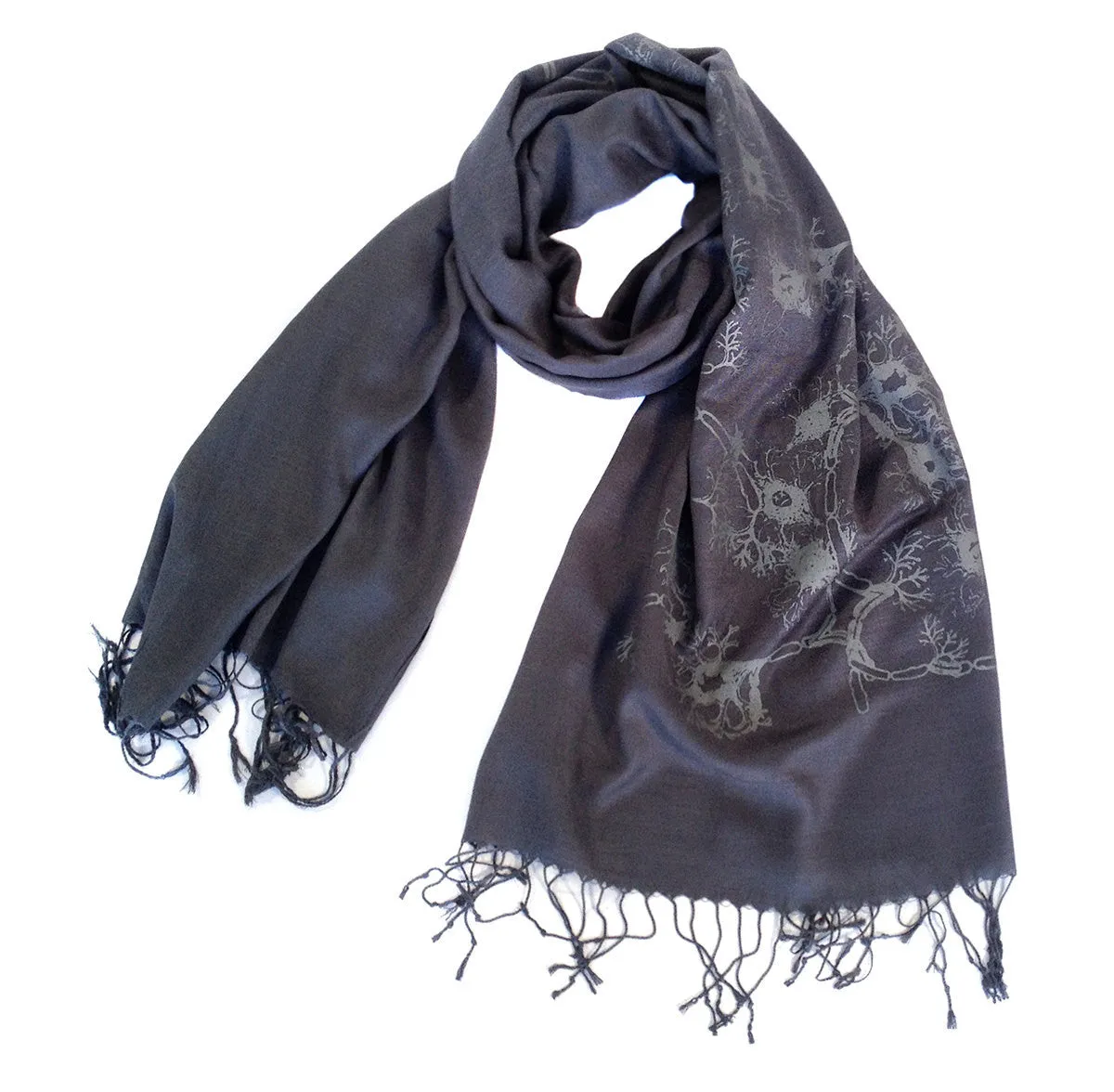 Neuron Scarf. Axon & Dendrite linen-weave pashmina.