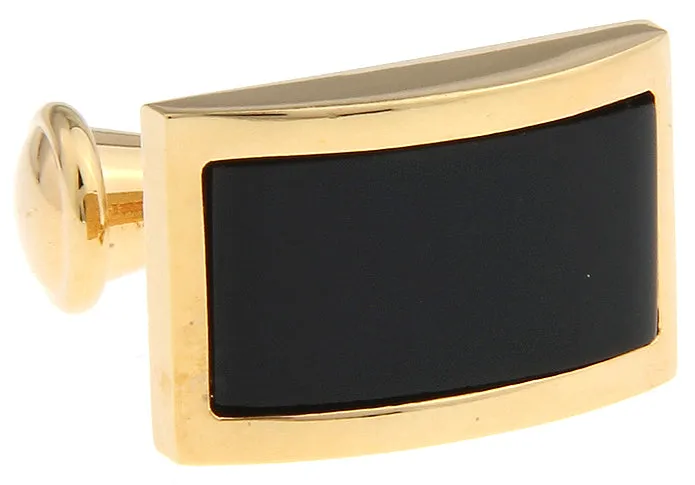 Oakfield Black Enamel Gold Rhodium Plated Cufflinks