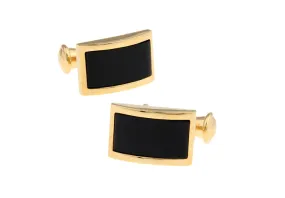 Oakfield Black Enamel Gold Rhodium Plated Cufflinks