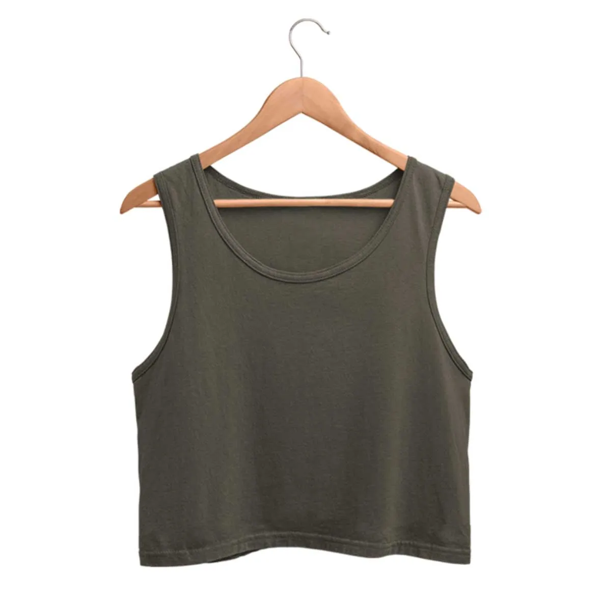 Olive Green Crop Tank Top