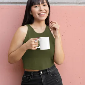 Olive Green Crop Tank Top