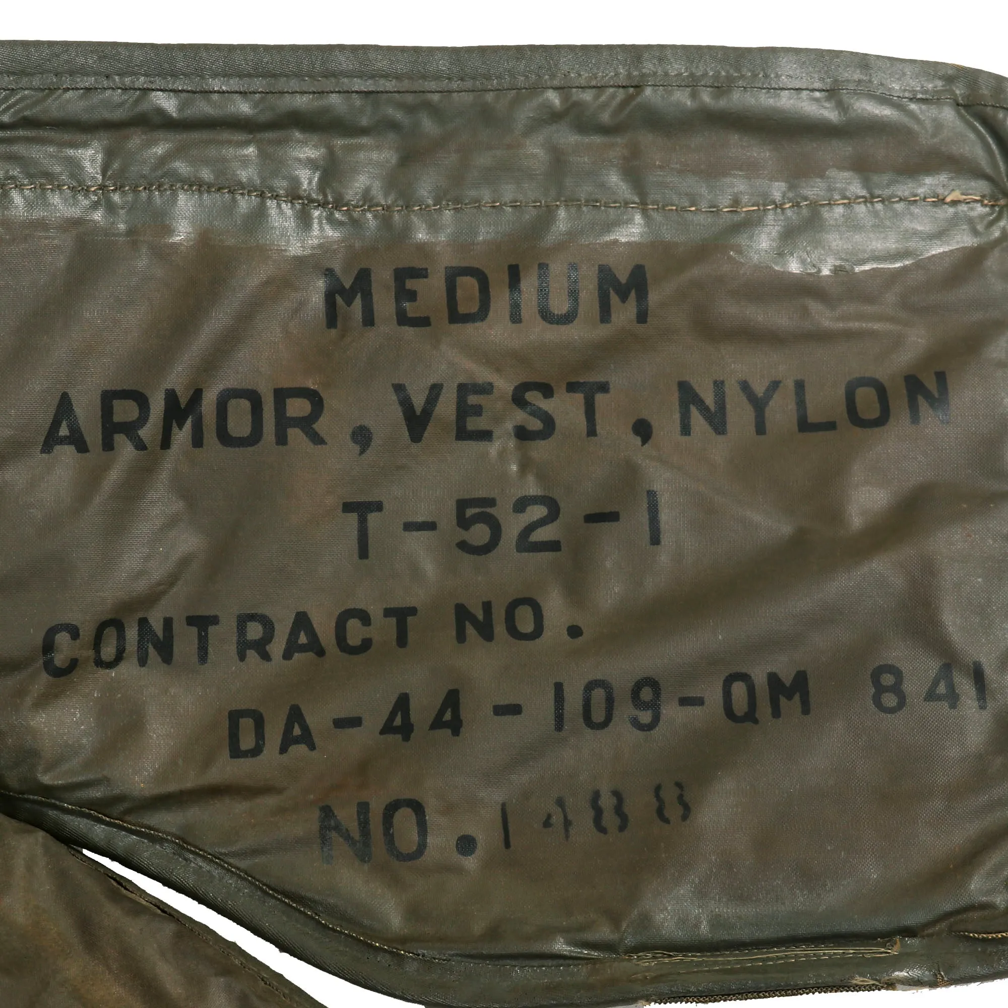 Original U.S. Korean War Experimental T-52-1 Body Armor Vest Nylon with Snaps