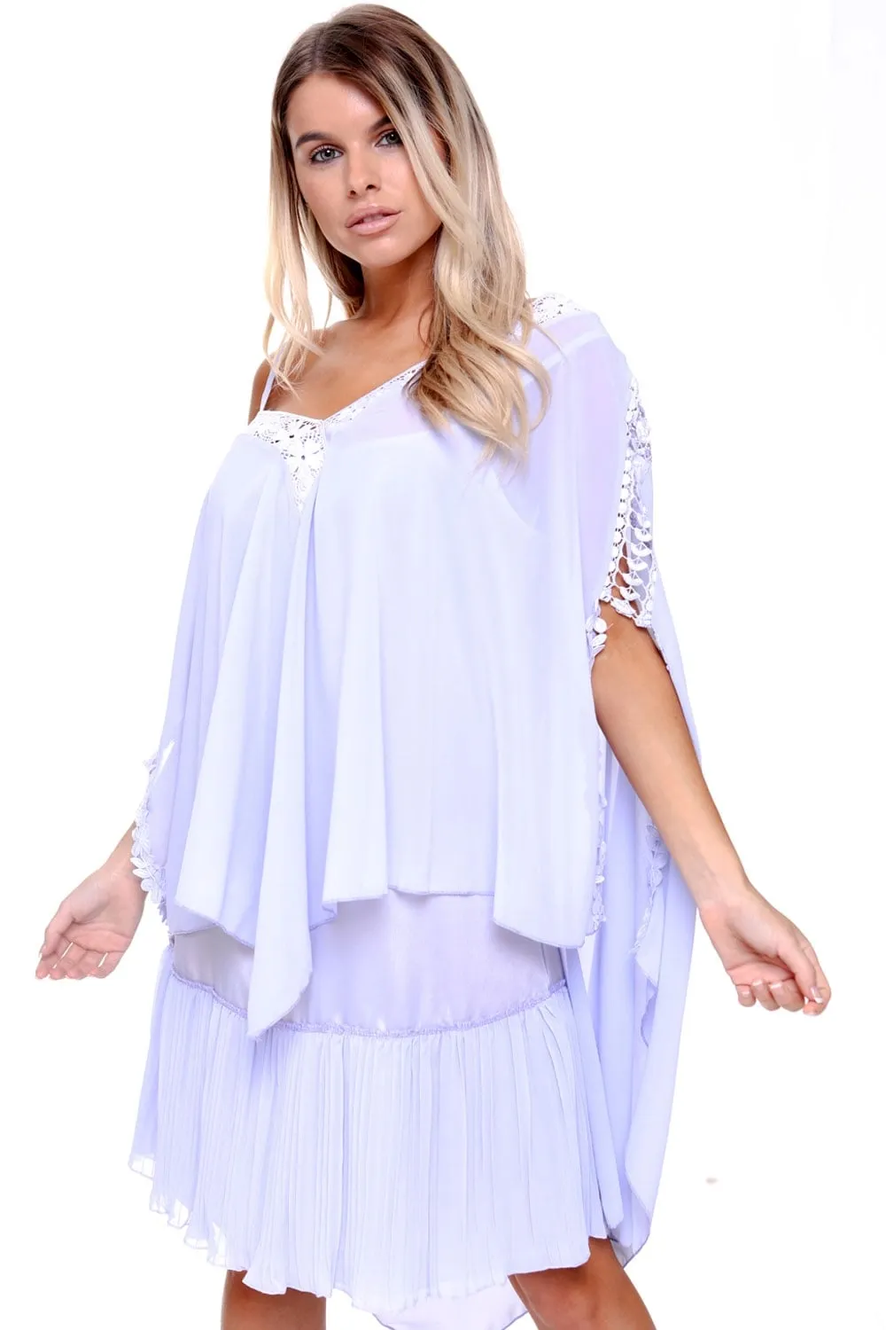 Oversized Crochet Layered Slit Kaftan Vest Top