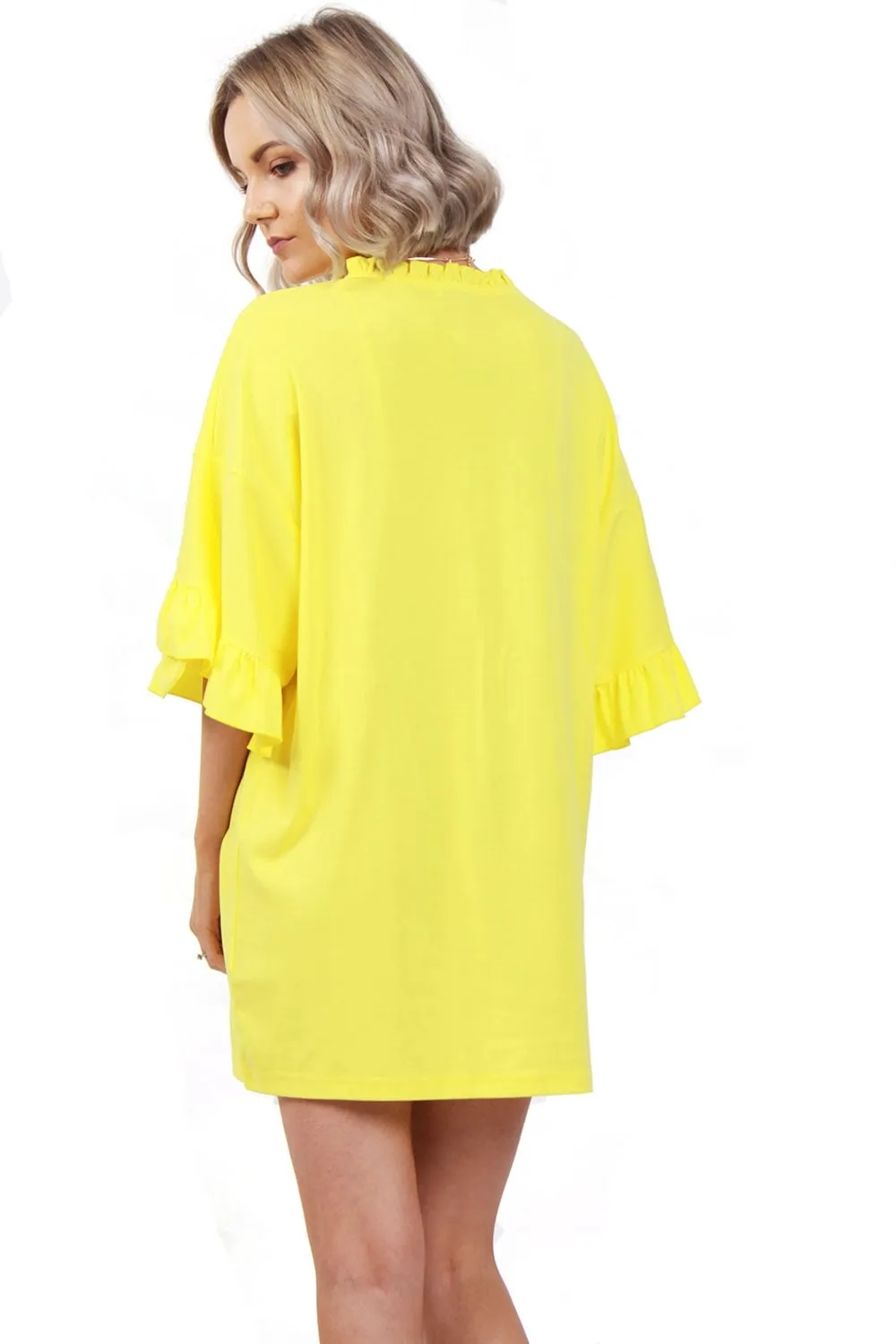 Oversized Ruffle Neck and Sleeve Summer  Top Dress