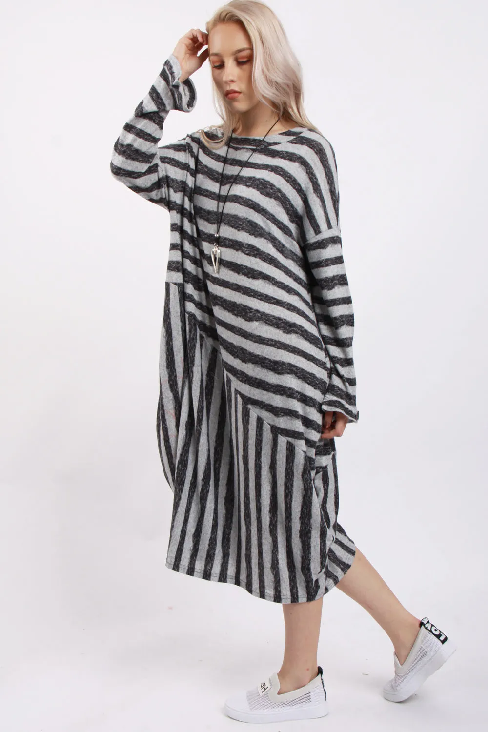 Oversized Stripe lines Style Classic Dress