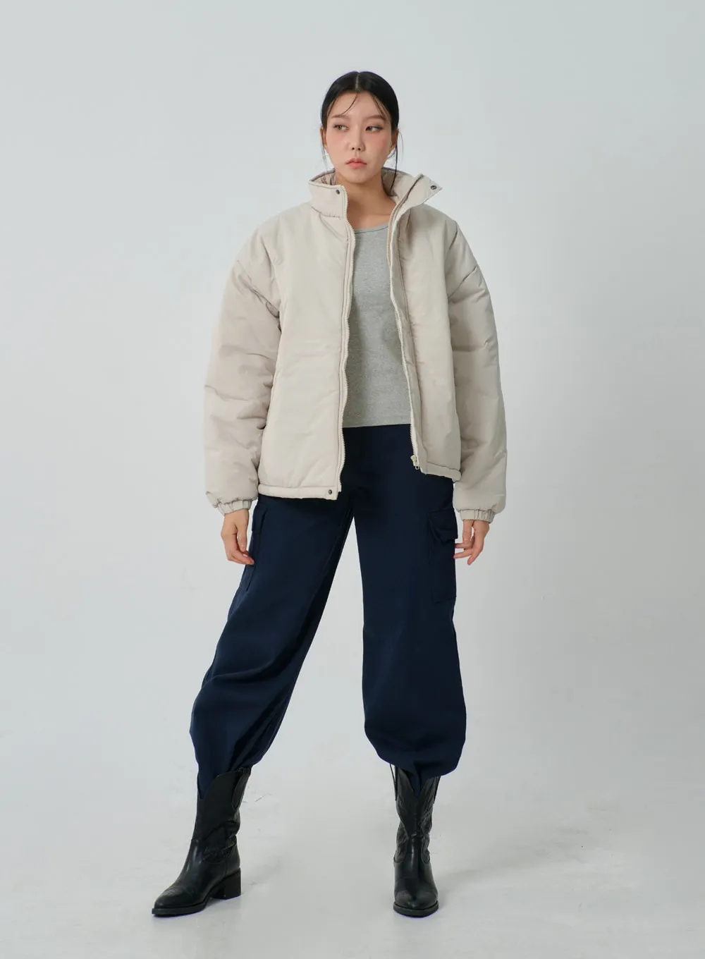 Oversized Zip-Up Puffer Jacket IJ320