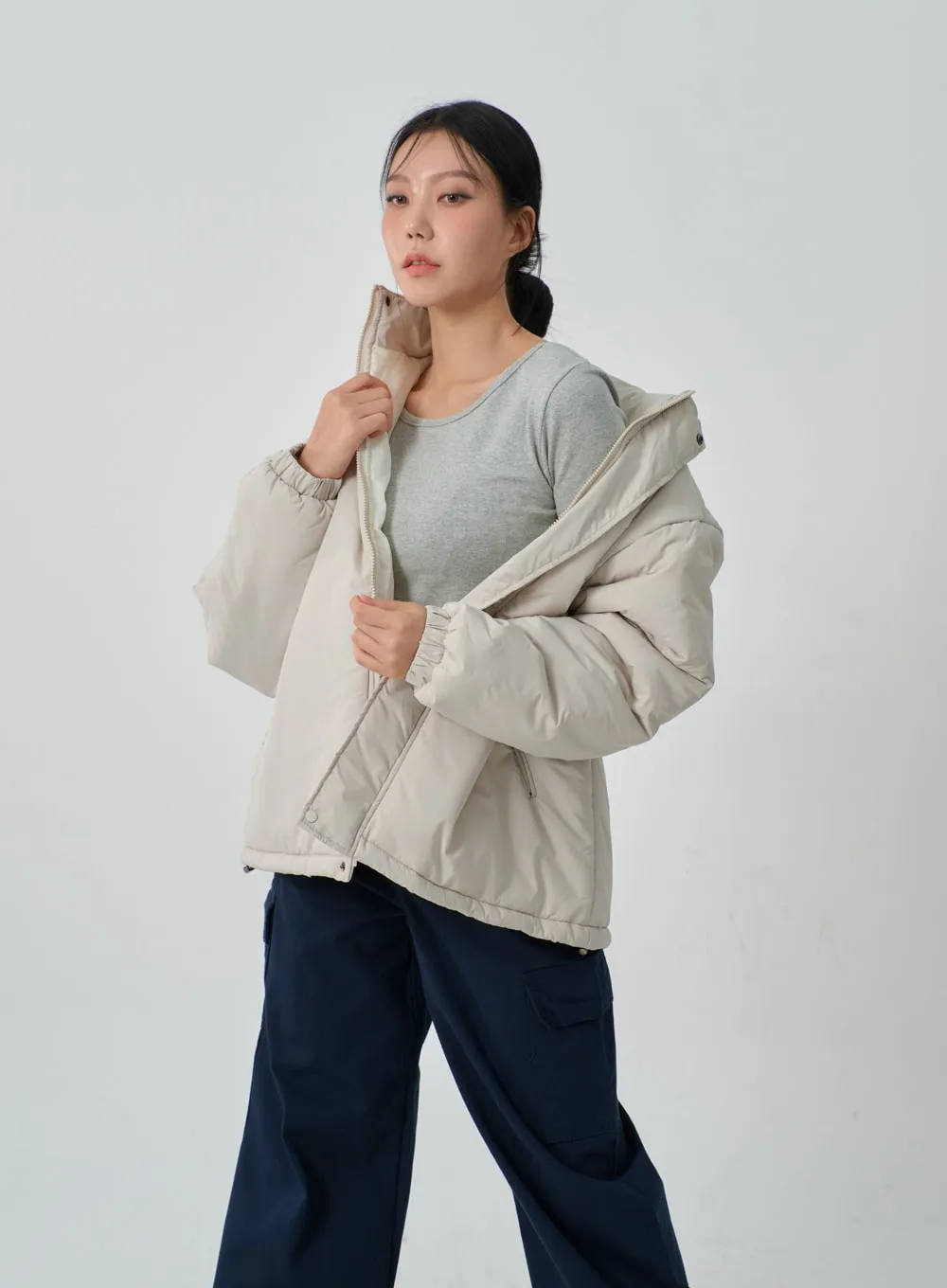 Oversized Zip-Up Puffer Jacket IJ320